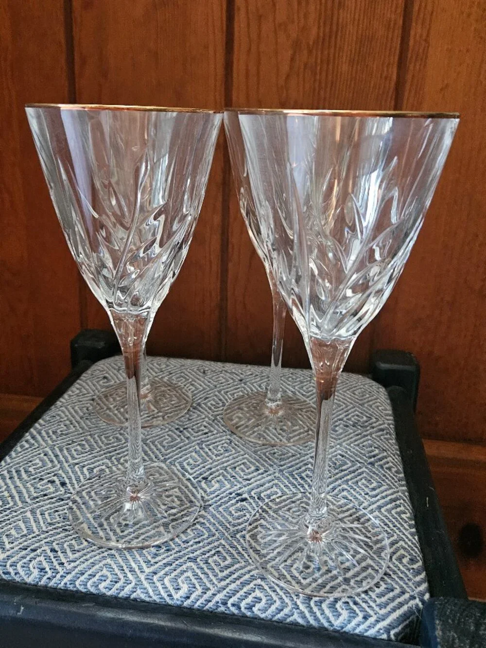 Vintage Crystal Gold Rim D'arques Durand William Wine Glasses, Set of 4